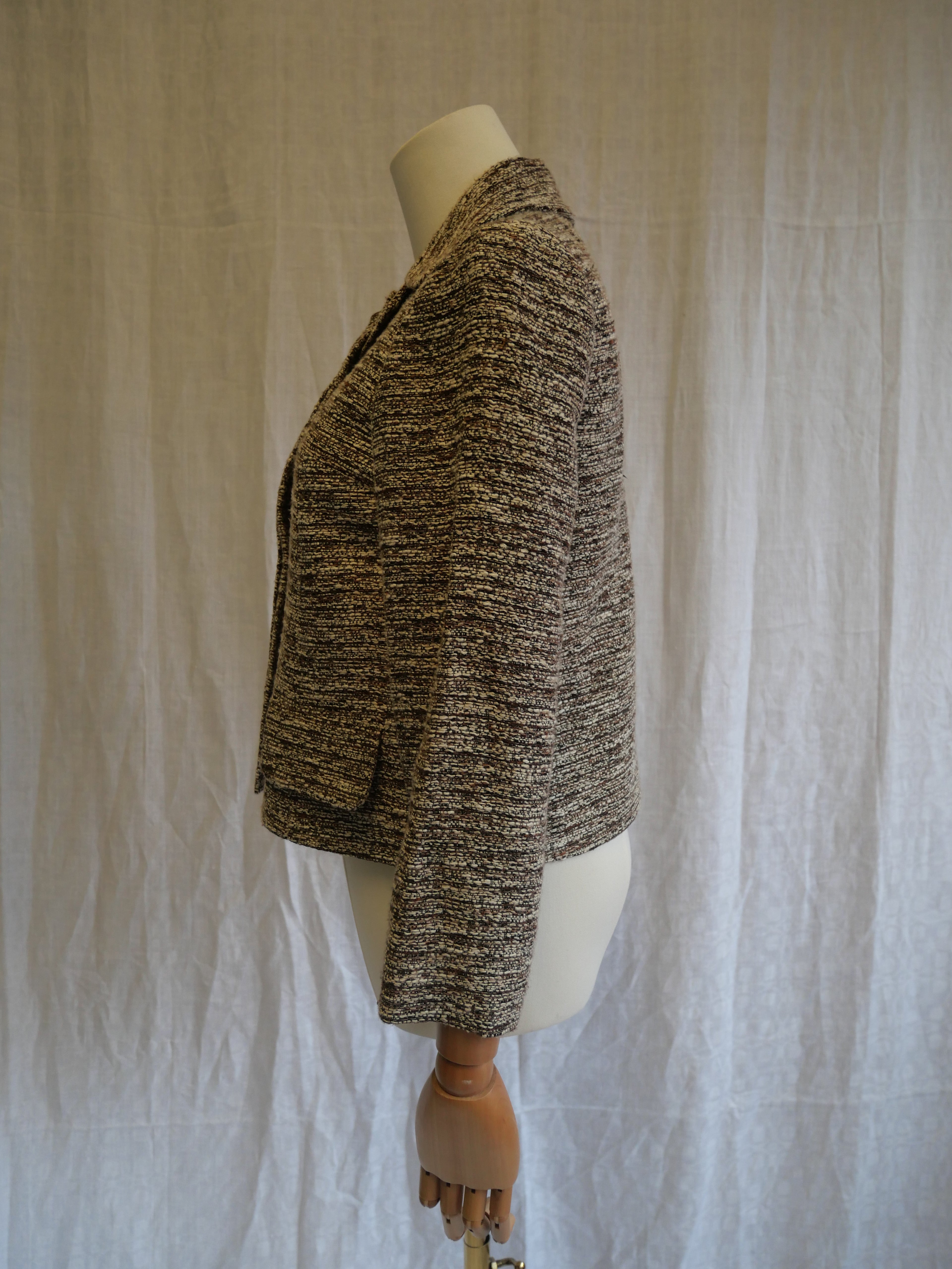 Chloé Brown & White Speckled Tweed Jacket