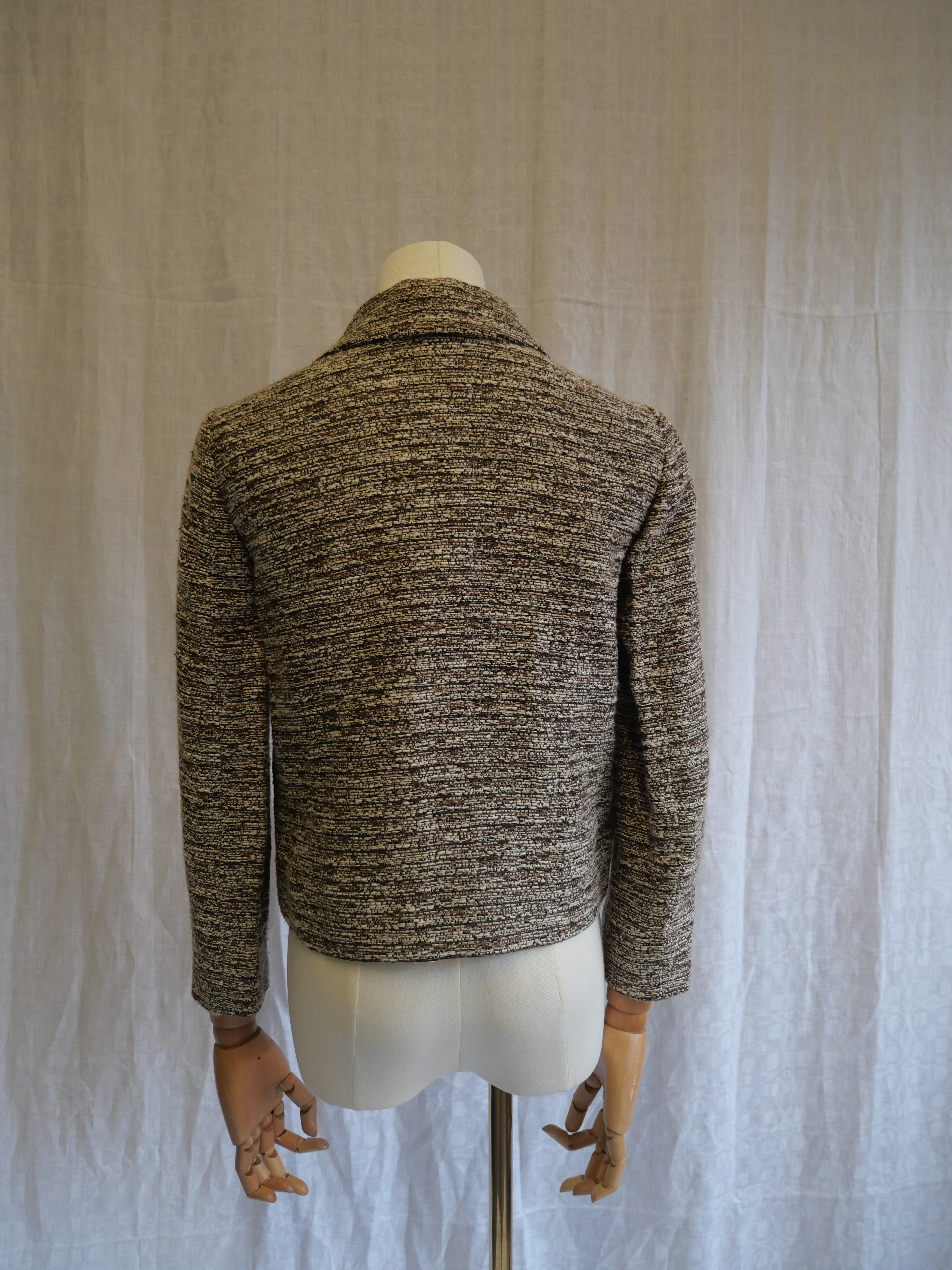 Chloé Brown & White Speckled Tweed Jacket