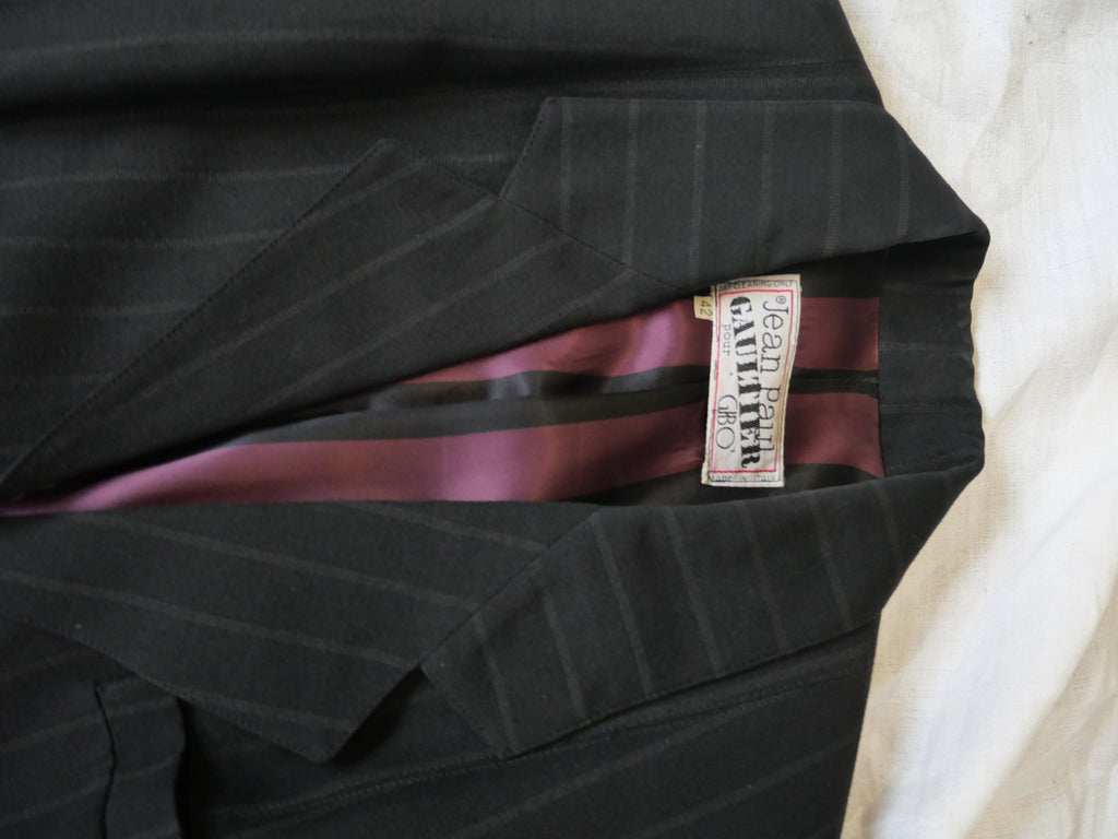 Jean Paul Gaultier pour Gibo Black Pinstripe Blazer
