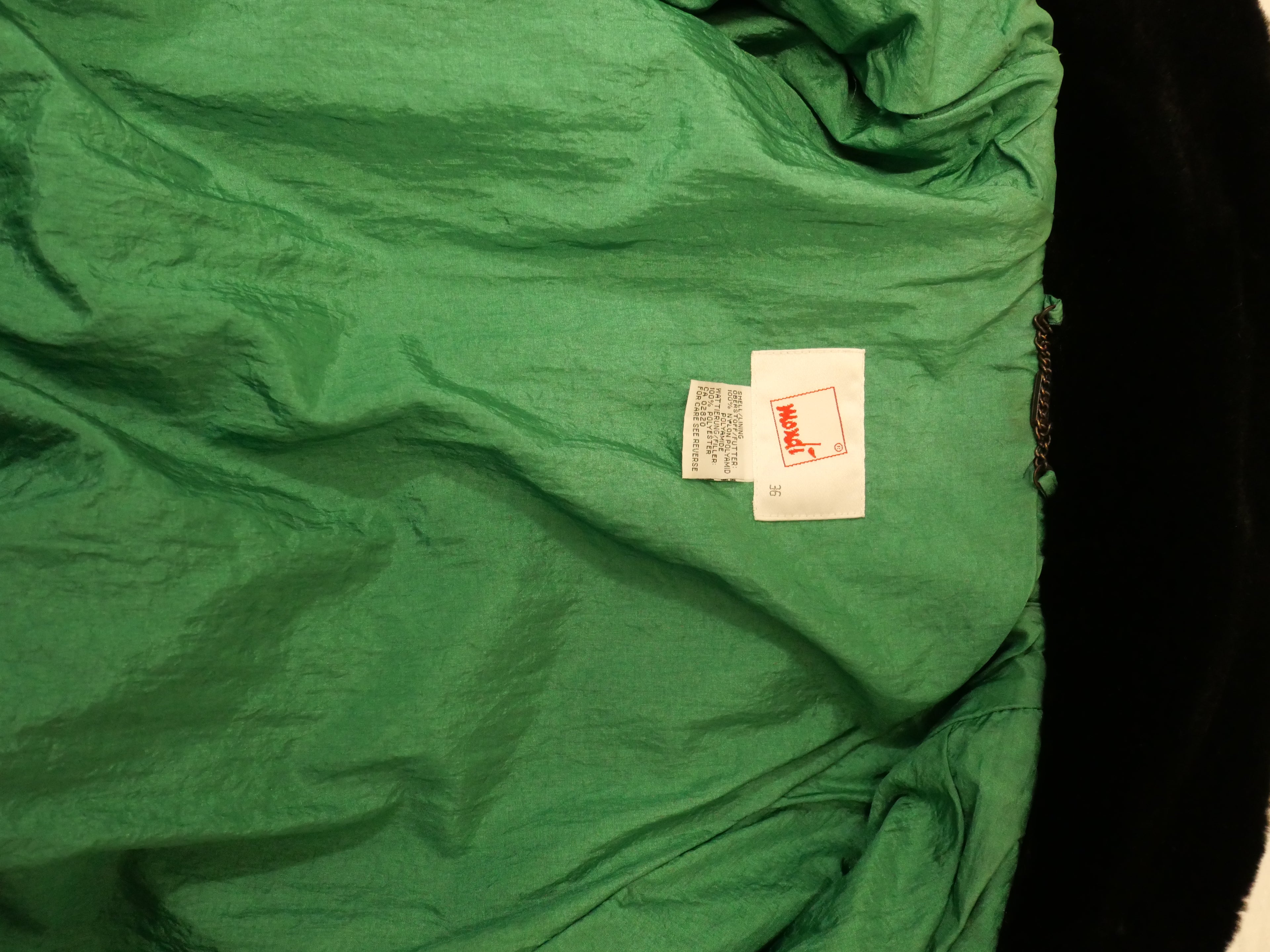 Moxdi Vintage Green Quilted Belted Coat with Faux Fur Collar