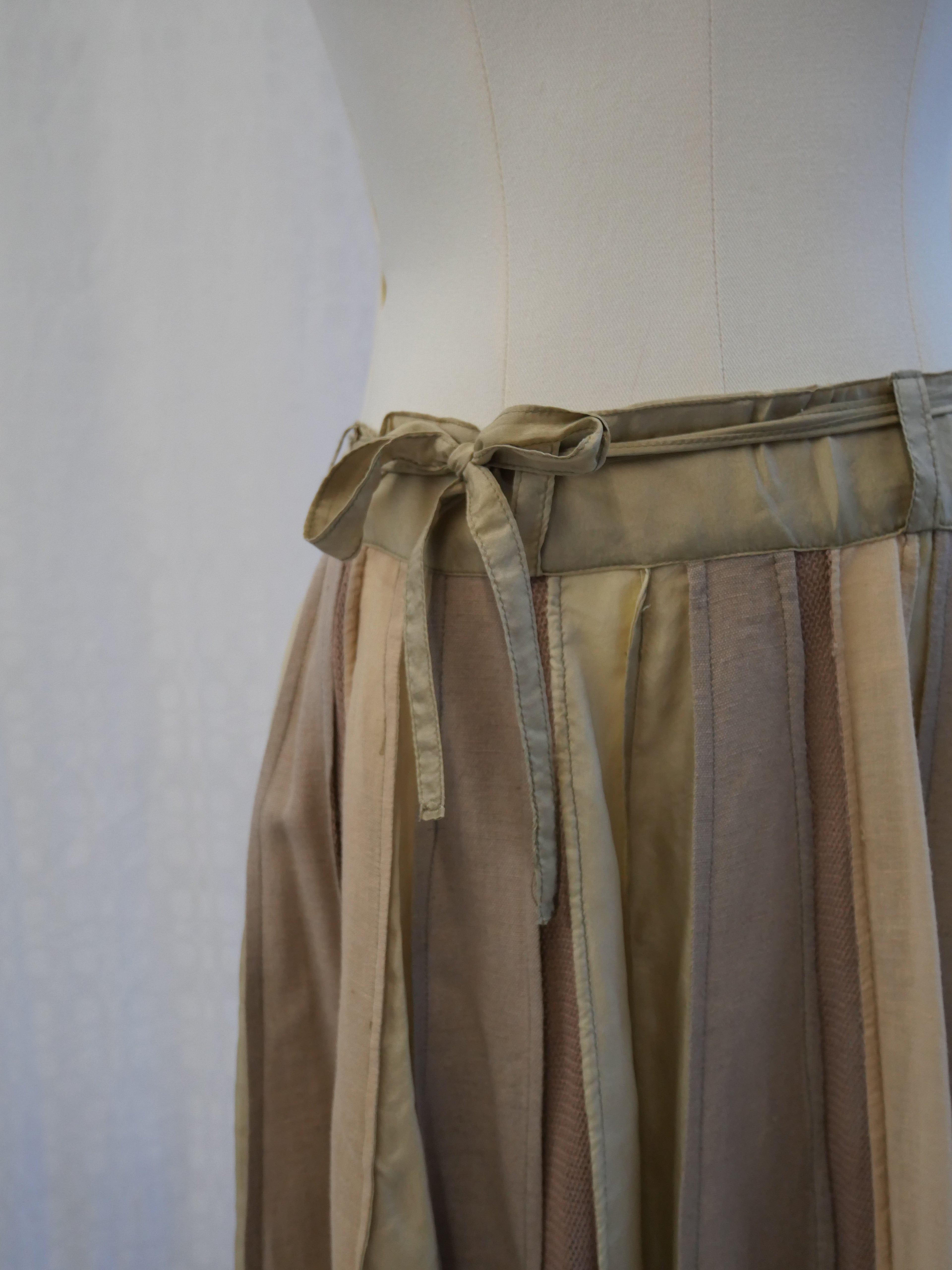 Cotton Silk Panelled Midi Skirt