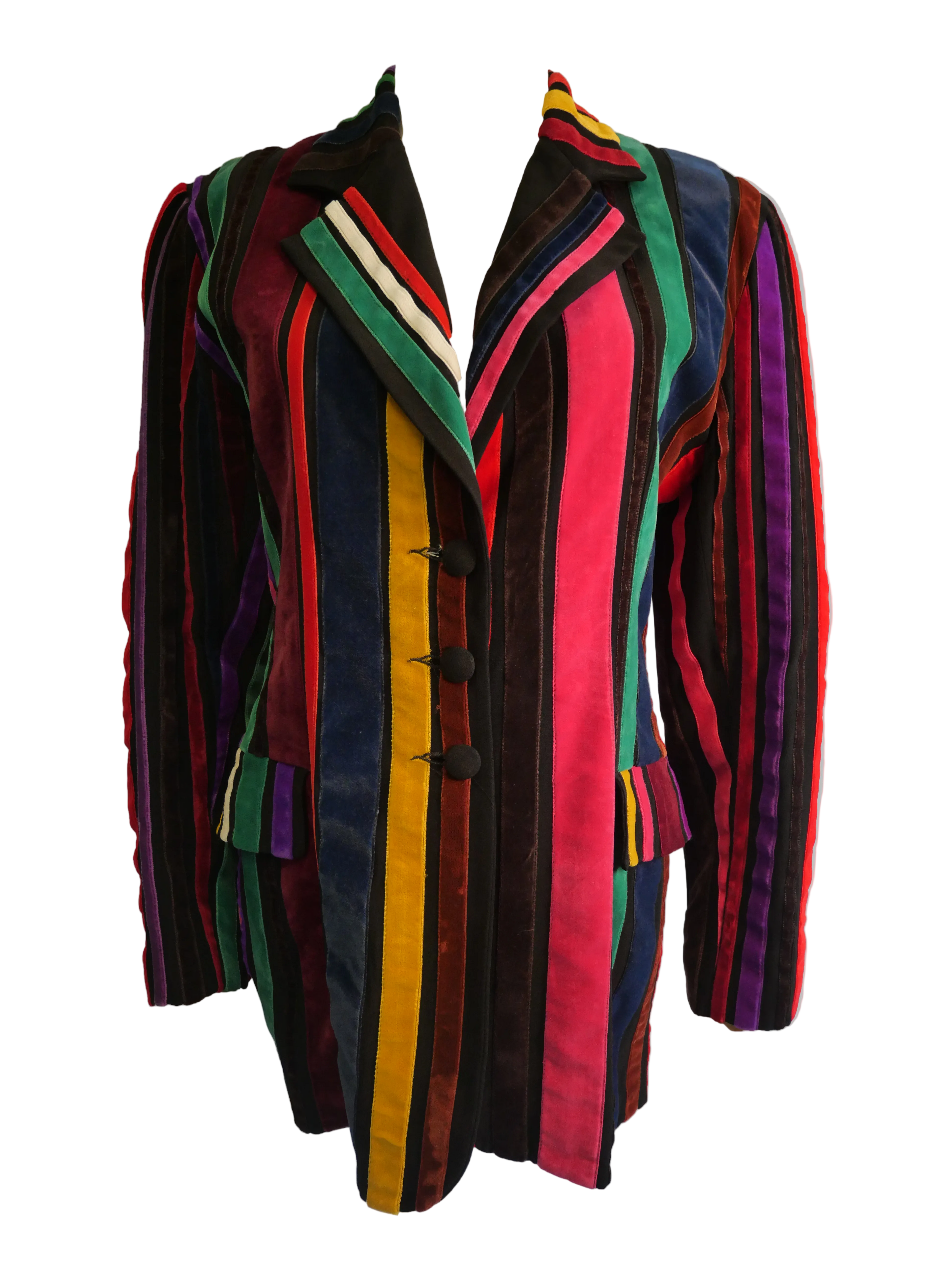 Evelyne Mandel Striped Velvet Blazer