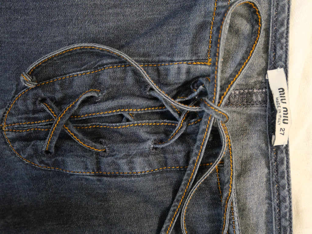 Miu Miu Lace-Up Flared Jeans