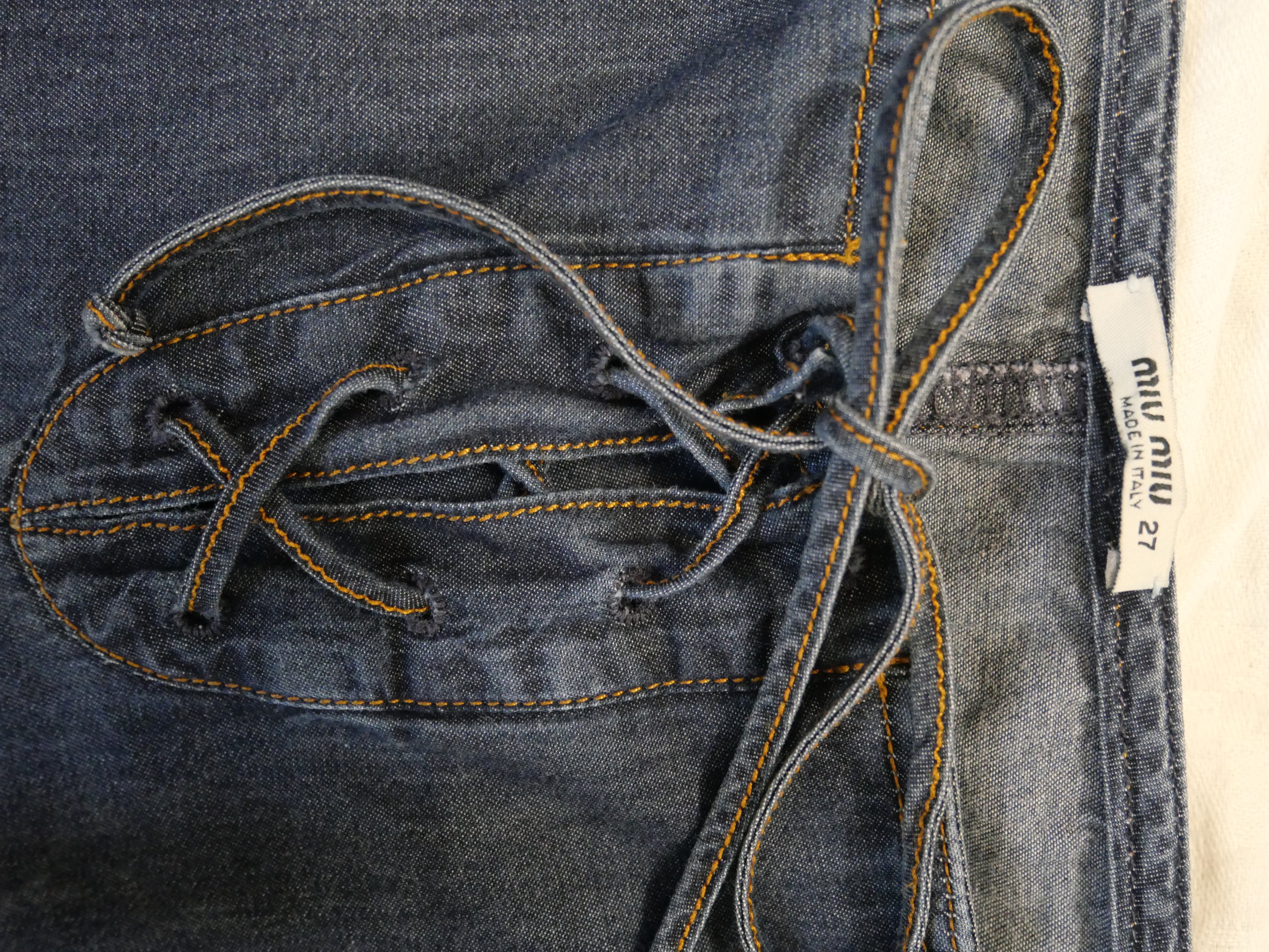 Miu Miu Lace-Up Flared Jeans